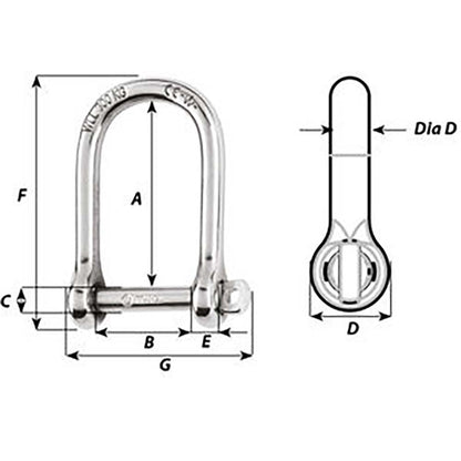 Wichard Marine Self-Locking Large Shackle 3/16 inch Diameter - Grade 316L Stainless Steel