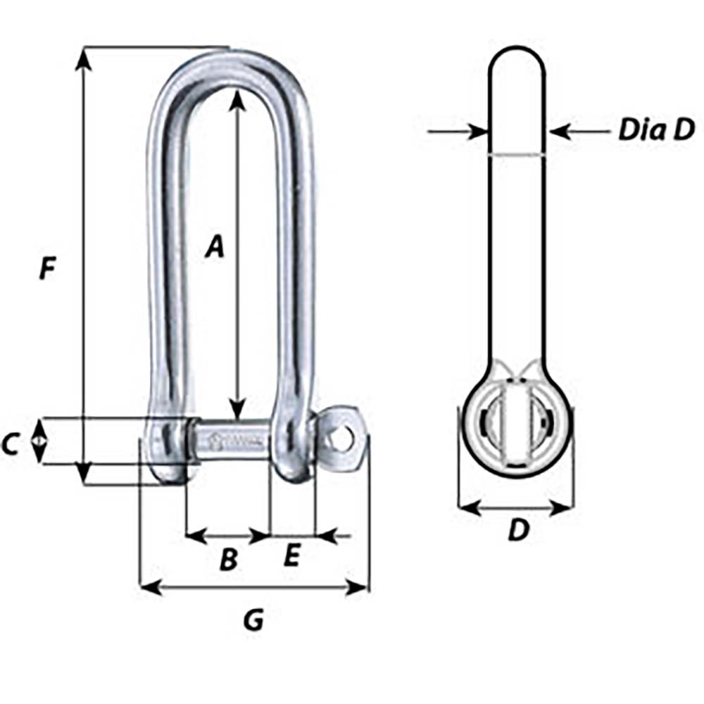 Wichard Marine Captive Pin Long D Shackle 5mm (3/16 inch) Diameter