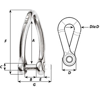 Wichard Marine 1424W Captive Pin Twisted Shackle - 8mm Diameter, 5/16 Inch