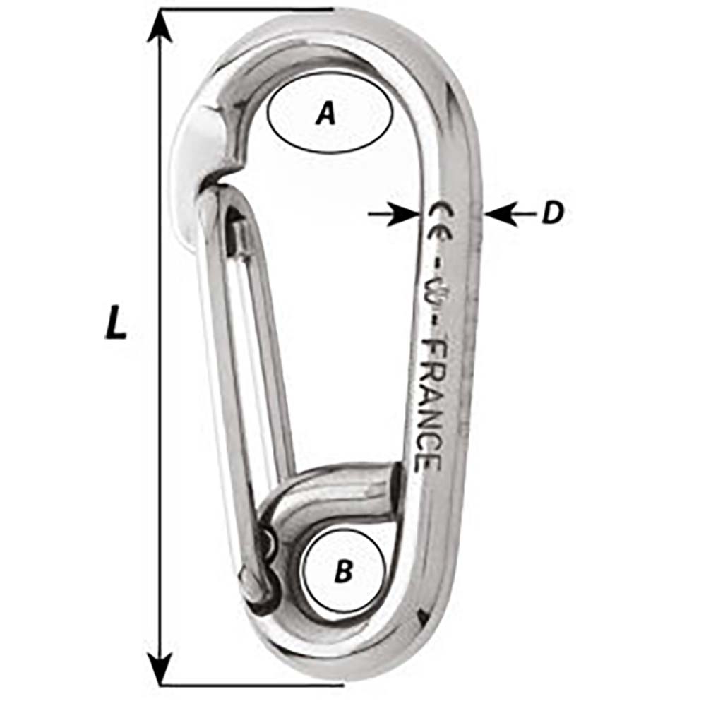 Wichard Marine Symmetric Carbine Hook - 60mm Length, 1/4 Inch Diameter