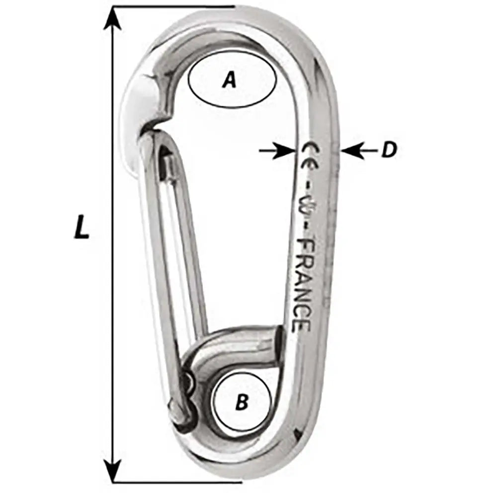 Wichard Marine Symmetric Carbine Hook 80mm 5/16" Stainless Steel Part 2315W