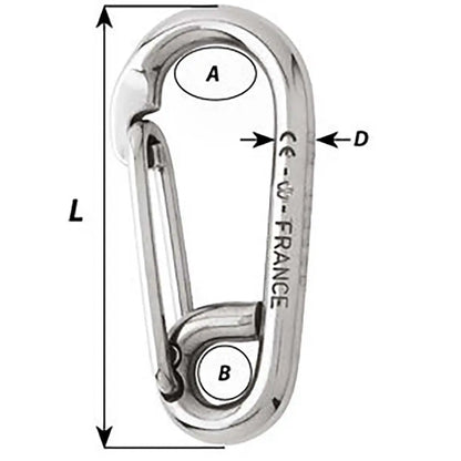 Wichard Marine Symmetric Carbine Hook 80mm 5/16" Stainless Steel Part 2315W