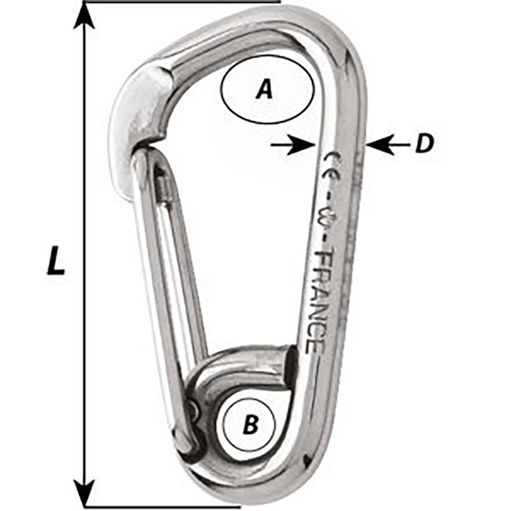 Wichard Marine Asymmetric Carbine Hook 6-11/16 inches - Grade 316L Stainless Steel