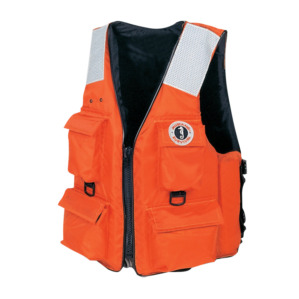 Mustang Survival MV3128T2-2 XXL 4-Pocket Flotation Vest in Orange for Industrial and Marine Safety