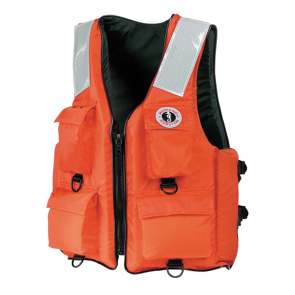 Mustang Survival MV3128T2 Four-Pocket Flotation Vest in Orange for XXXL to 7XL Sizes