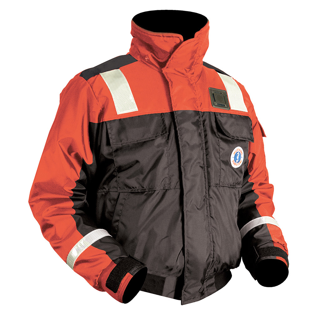 Mustang Survival MJ6214T1-33 XL Classic Flotation Bomber Jacket with Reflective Tape – Orange and Black