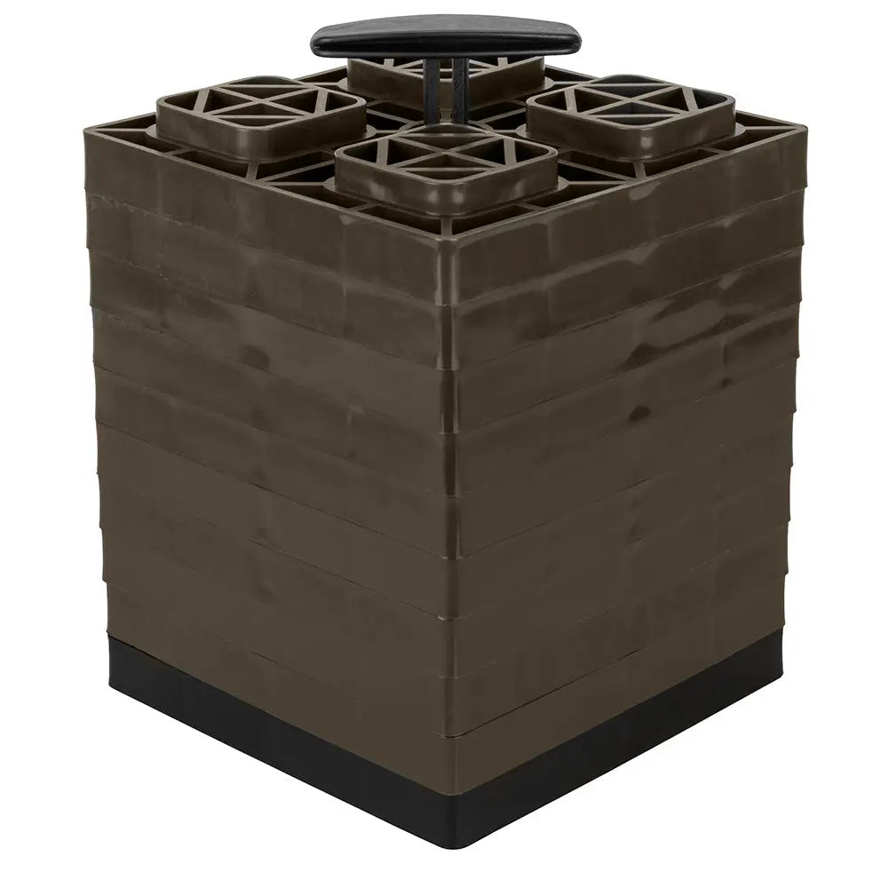 Camco FasTen Leveling Blocks with T-Handle - 2x2 Inches, Brown, 10-Pack