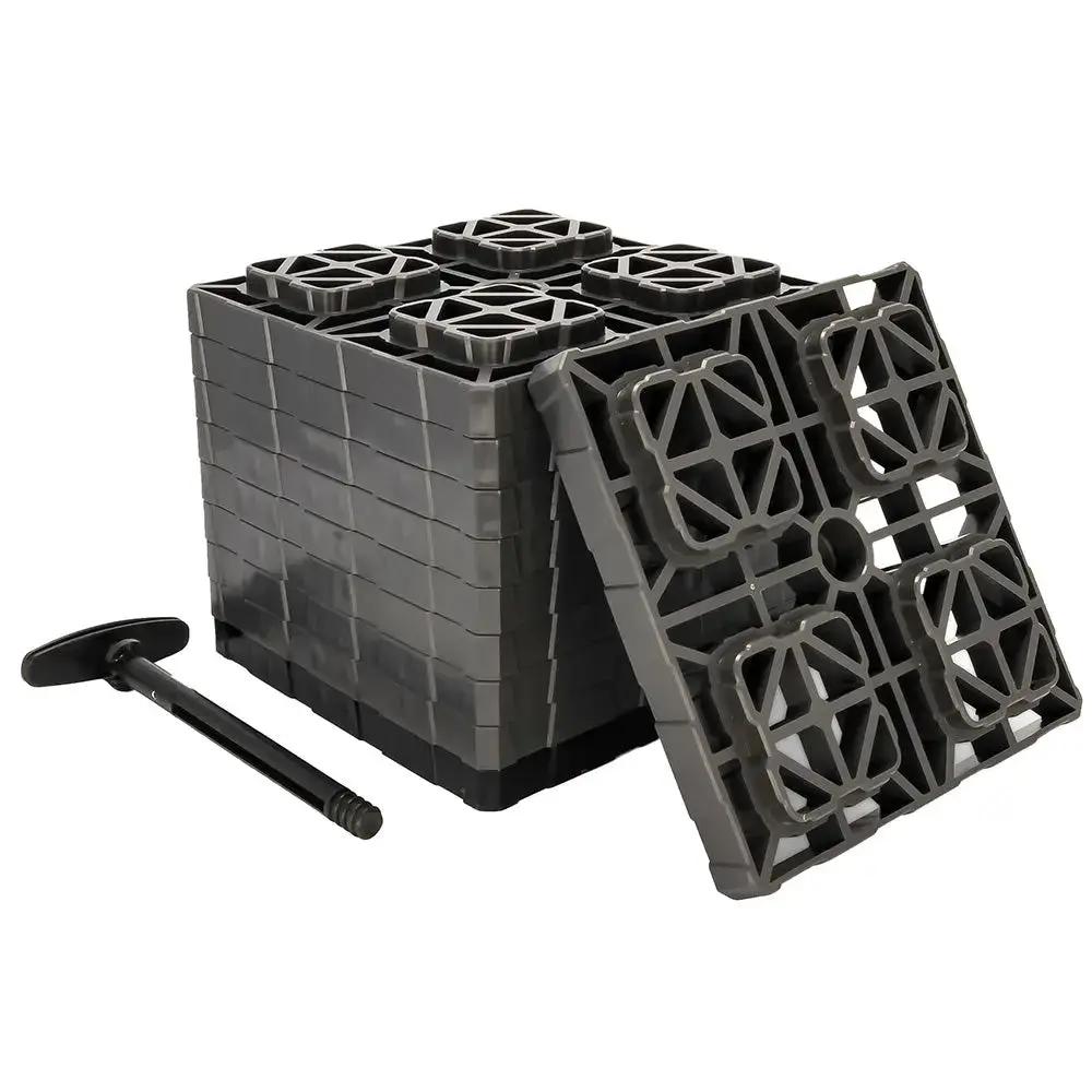 Camco FasTen XL Leveling Blocks with T-Handle - 2x2 Inches - 10-Pack by Camco