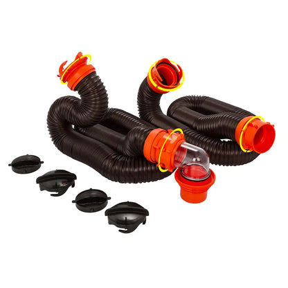 Camco RhinoFLEX 20 ft Sewer Hose Kit with 4-in-1 Elbow and Caps
