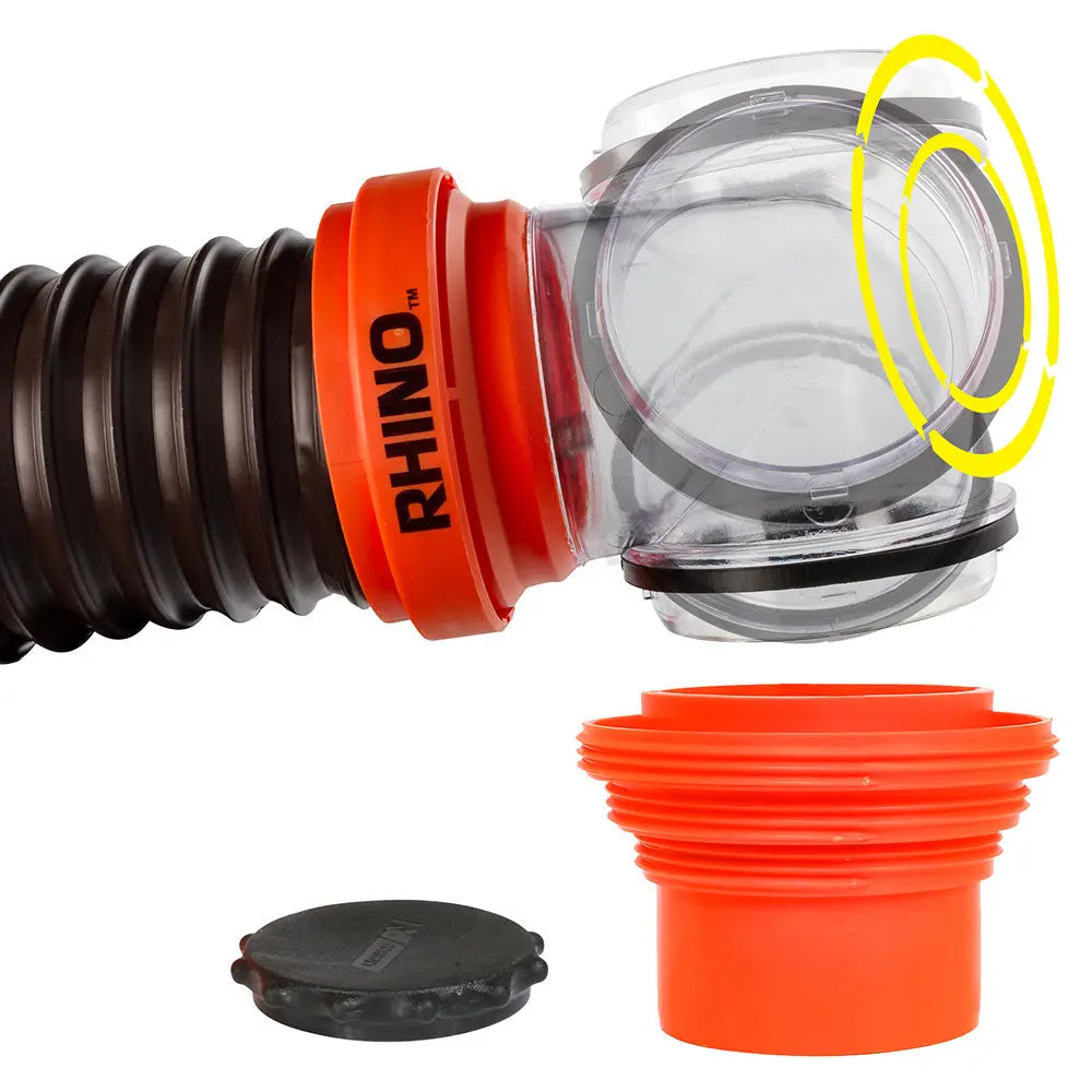 Camco RhinoFLEX 15' Sewer Hose Kit with 4-in-1 Elbow Caps for RV Waste Disposal by Camco