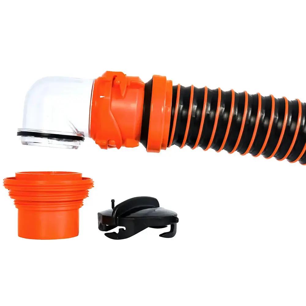 Camco RhinoEXTREME 15' Sewer Hose Kit with Swivel Fittings and 4-in-1 Elbow Caps by Camco