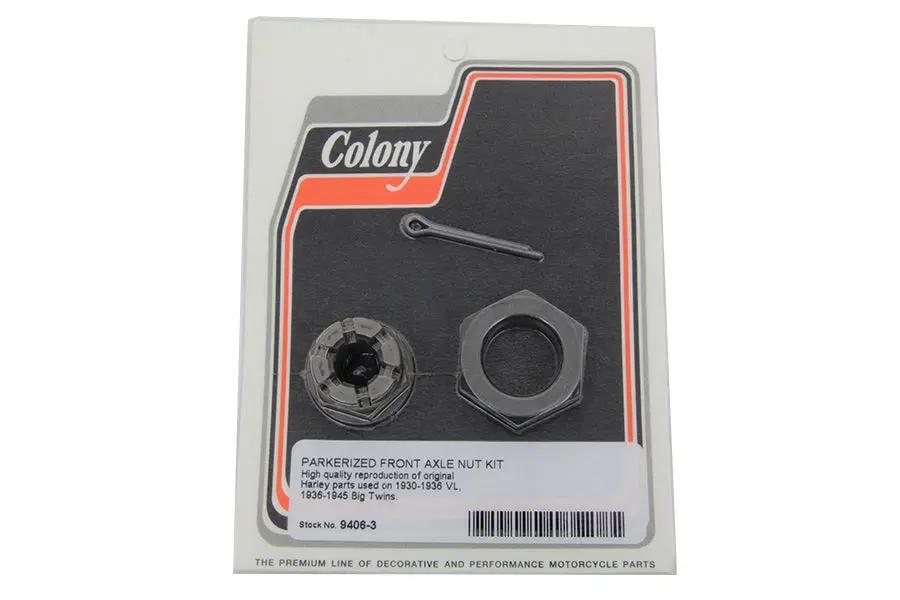 Colony Parkerized Front Axle Nut Kit for Harley Davidson 1936-1945 by Colony