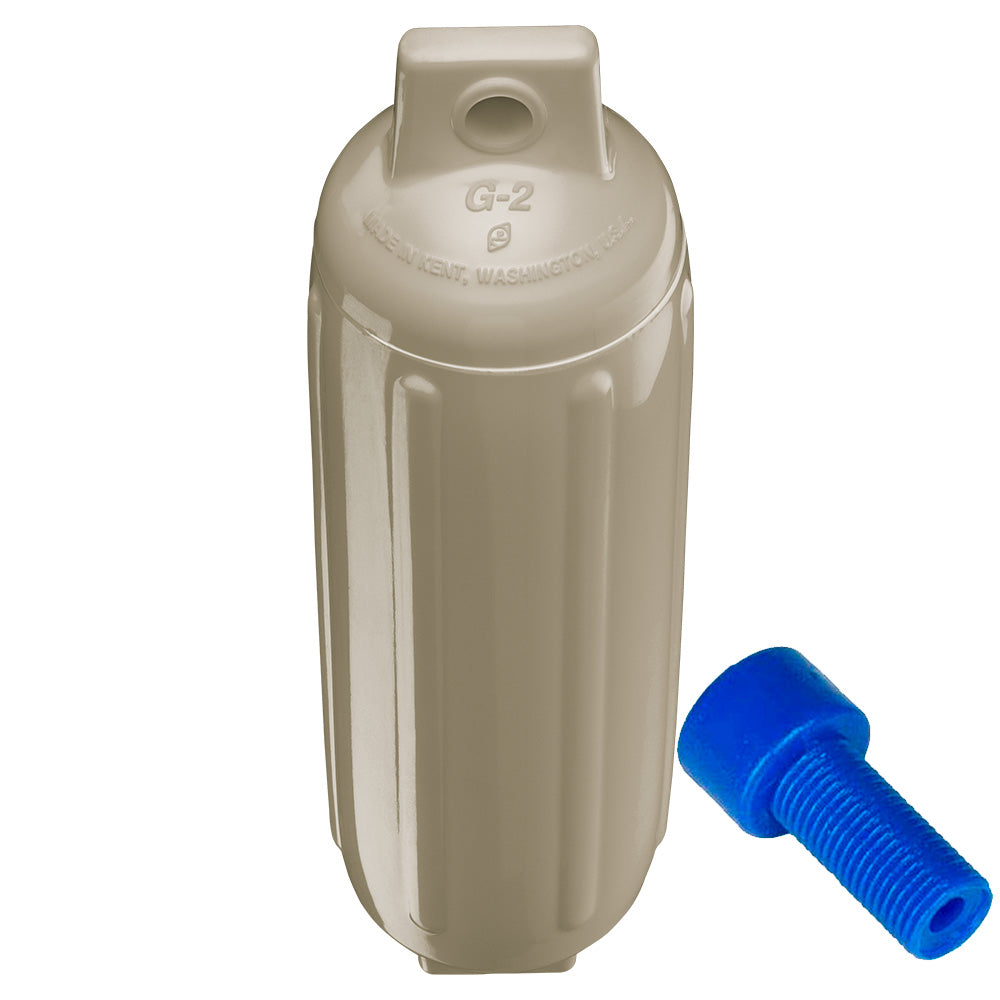 Polyform U.S. G-2 Twin Eye Fender 4.5 x 15.5 Inches - Sand with Inflator Adapter