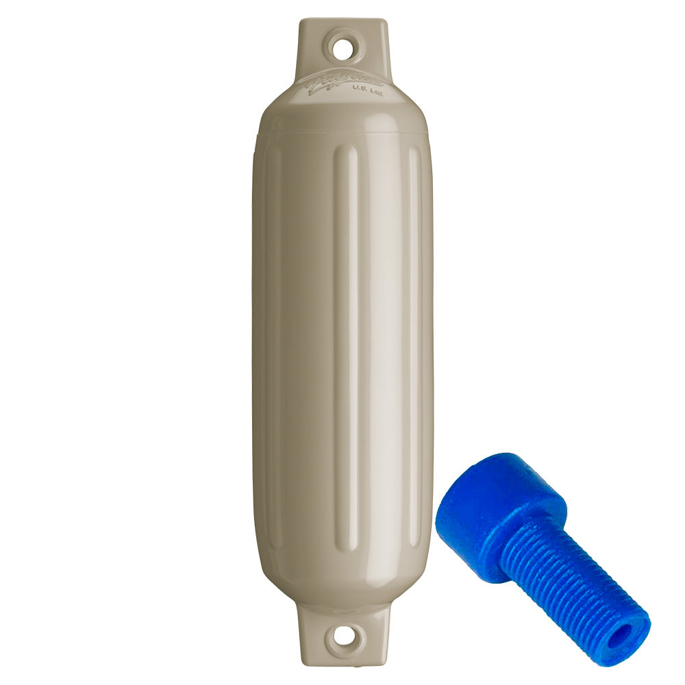 Polyform U.S. G-2 Twin Eye Fender 4.5 x 15.5 Inches - Sand with Inflator Adapter