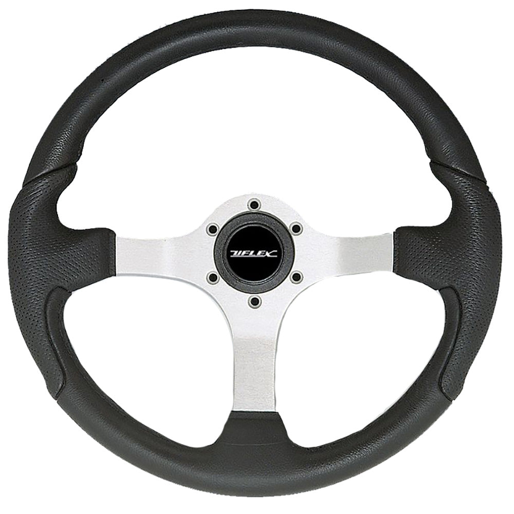 Uflex USA Nisida 13.8-Inch Steering Wheel with Black Polyurethane Grip and Aluminum Spokes
