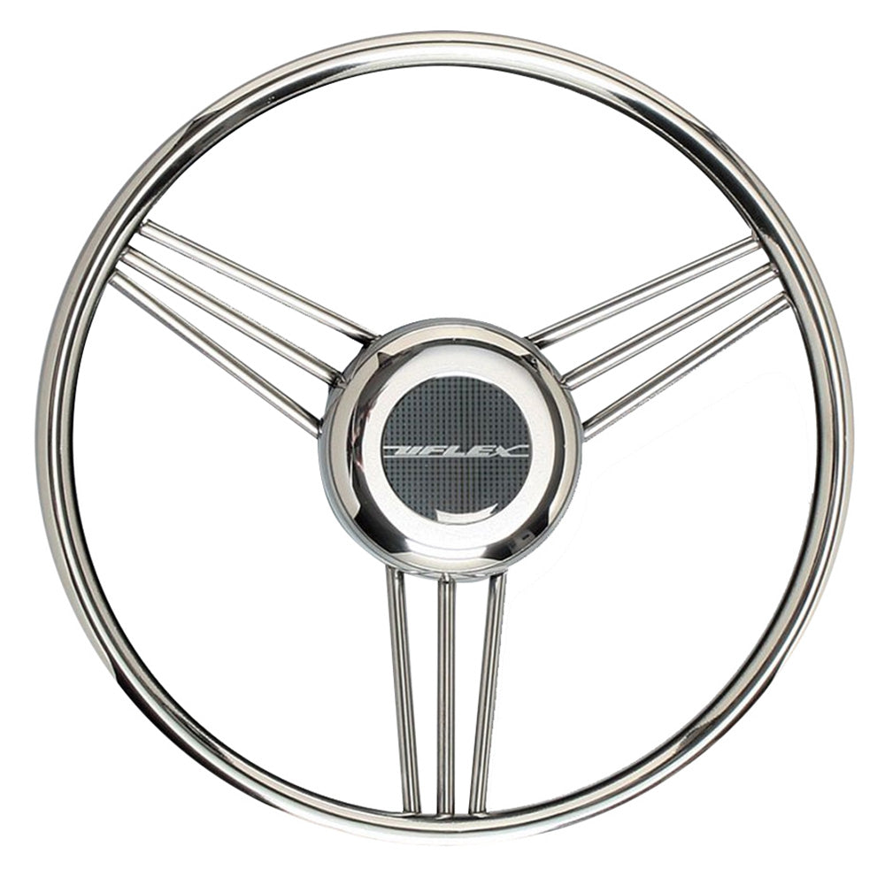Uflex USA V27 13.8-inch Stainless Steel Steering Wheel with Grip and Spokes