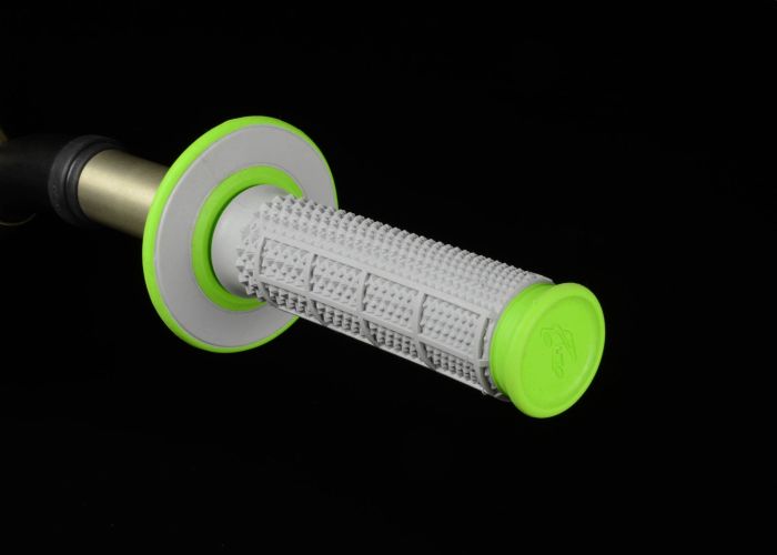 Renthal G193 Diamond/Waffle TPR Grips – Grey and Green for Motorcycle Control