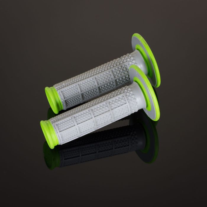 Renthal G193 Diamond/Waffle TPR Grips – Grey and Green for Motorcycle Control