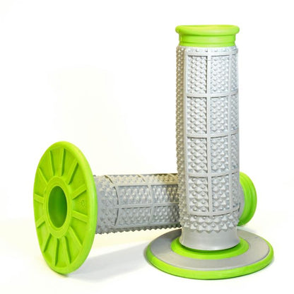 Renthal G193 Diamond/Waffle TPR Grips – Grey and Green for Motorcycle Control