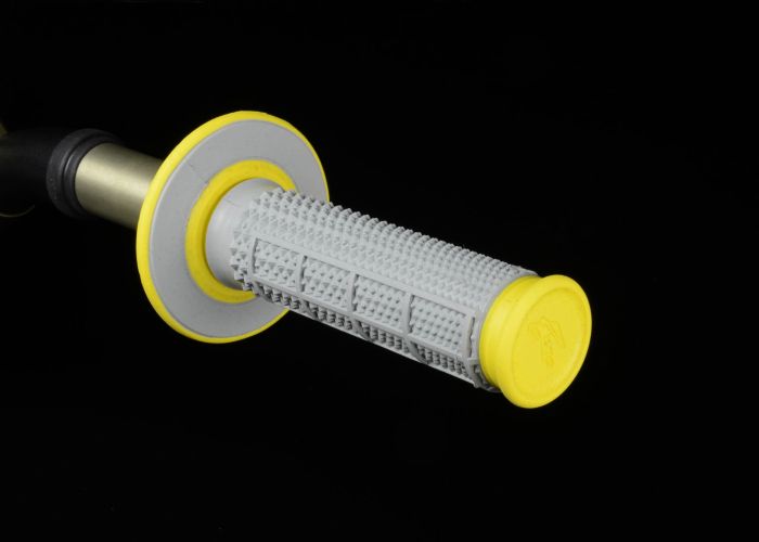 Renthal G194 Diamond/ Waffle Grey and Yellow Motorcycle Grips
