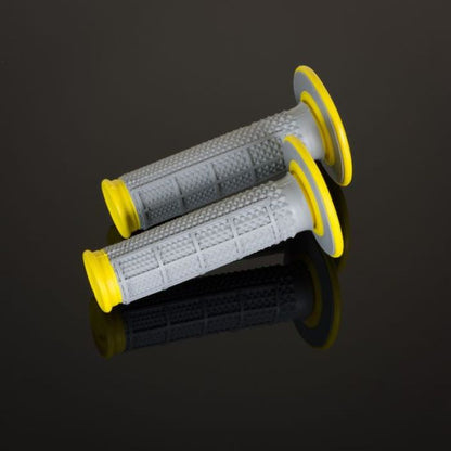 Renthal G194 Diamond/ Waffle Grey and Yellow Motorcycle Grips