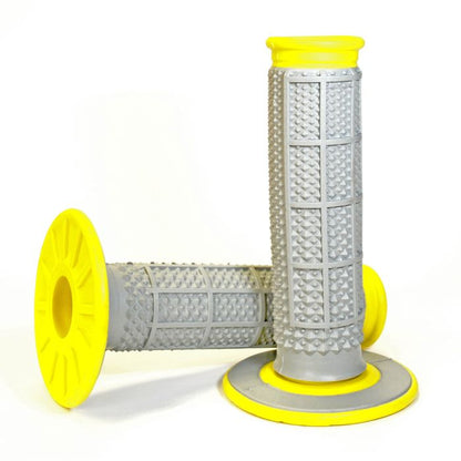 Renthal G194 Diamond/ Waffle Grey and Yellow Motorcycle Grips