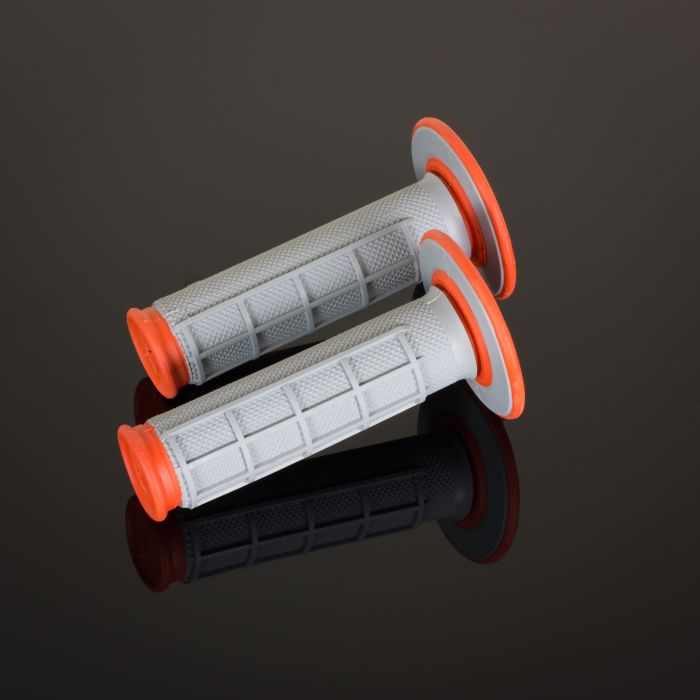 Renthal MX Grips DL Diamond / Waffle Orange and Grey – Durable Motorcycle Handlebar Grips