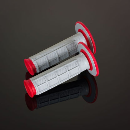 Renthal MX Grips DL Diamond / Waffle Red and Grey for Motorcycle Handlebar Control