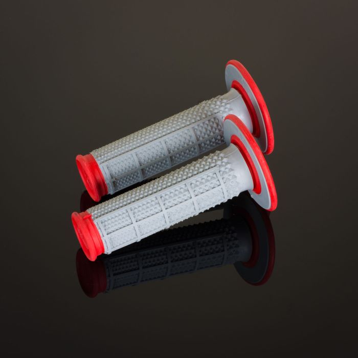 Renthal MX Grips DL TPR Diamond Waffle Red and Grey - Part Number G163