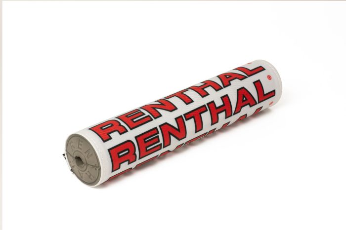 Renthal SX Pad 10-inch White and Red Retro motorcycle handlebar pad (Part P351)