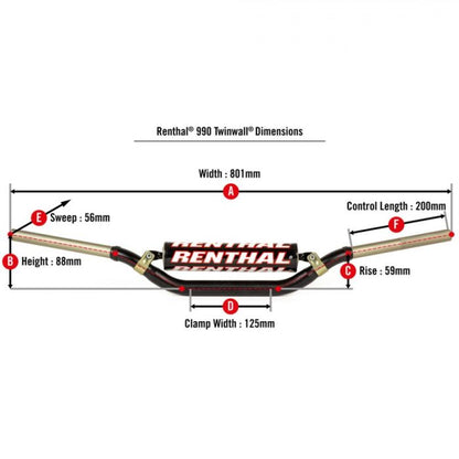 Renthal Twinwall Handlebar Padded in Black – Durable and Comfortable Motorcycle Accessory