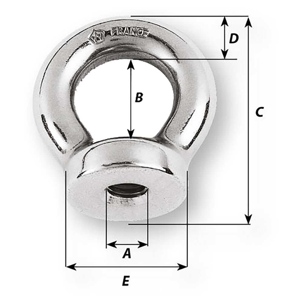 Wichard Marine 5/16 Eye Nut with 21/32 inch Diameter - Durable Forged Fastening Hardware