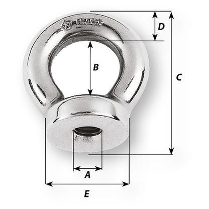 Wichard Marine 3/8 Inch Eye Nut with 13/16 Inch Diameter for Marine and Towing Applications