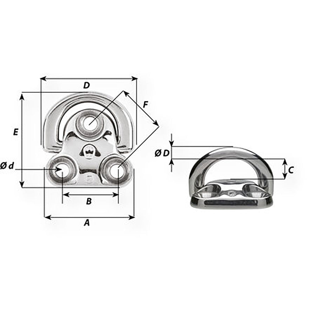 Wichard Marine 6604W Folding Pad Eye - 1/4 inch Diameter for Sailing and Marine Applications