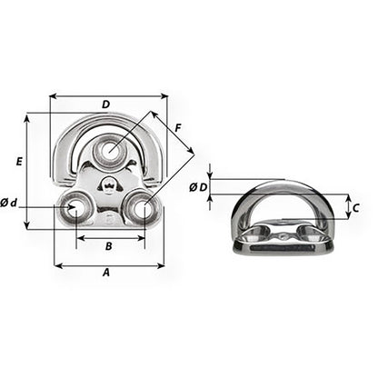 Wichard Marine 6604W Folding Pad Eye - 1/4 inch Diameter for Sailing and Marine Applications