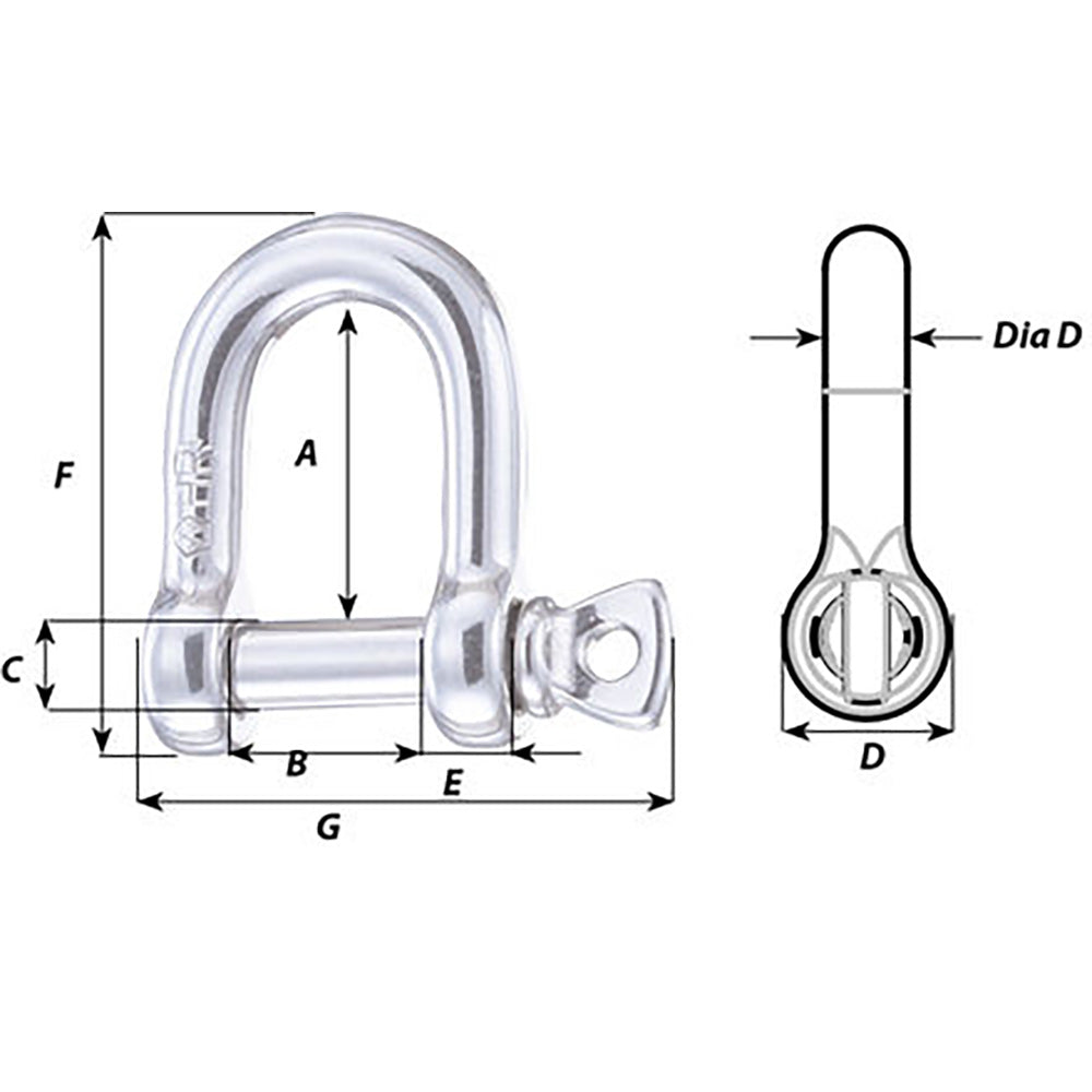 Wichard Marine HR D Shackle - 15/64 inch Diameter for Heavy Duty Industrial Use