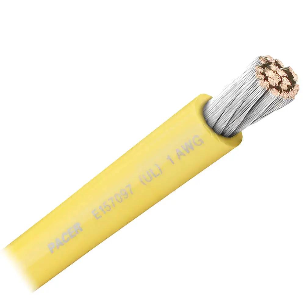 Pacer Yellow 1 AWG Marine Battery Cable - Flexible Tinned Copper, 600V, Sold by The Foot by Pacer