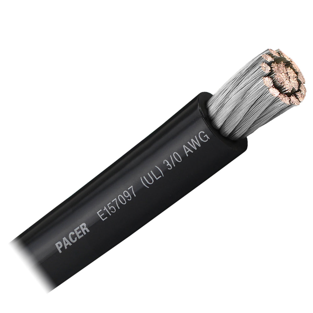 Pacer Black 3/0 AWG Marine Battery Cable - Sold by the Foot