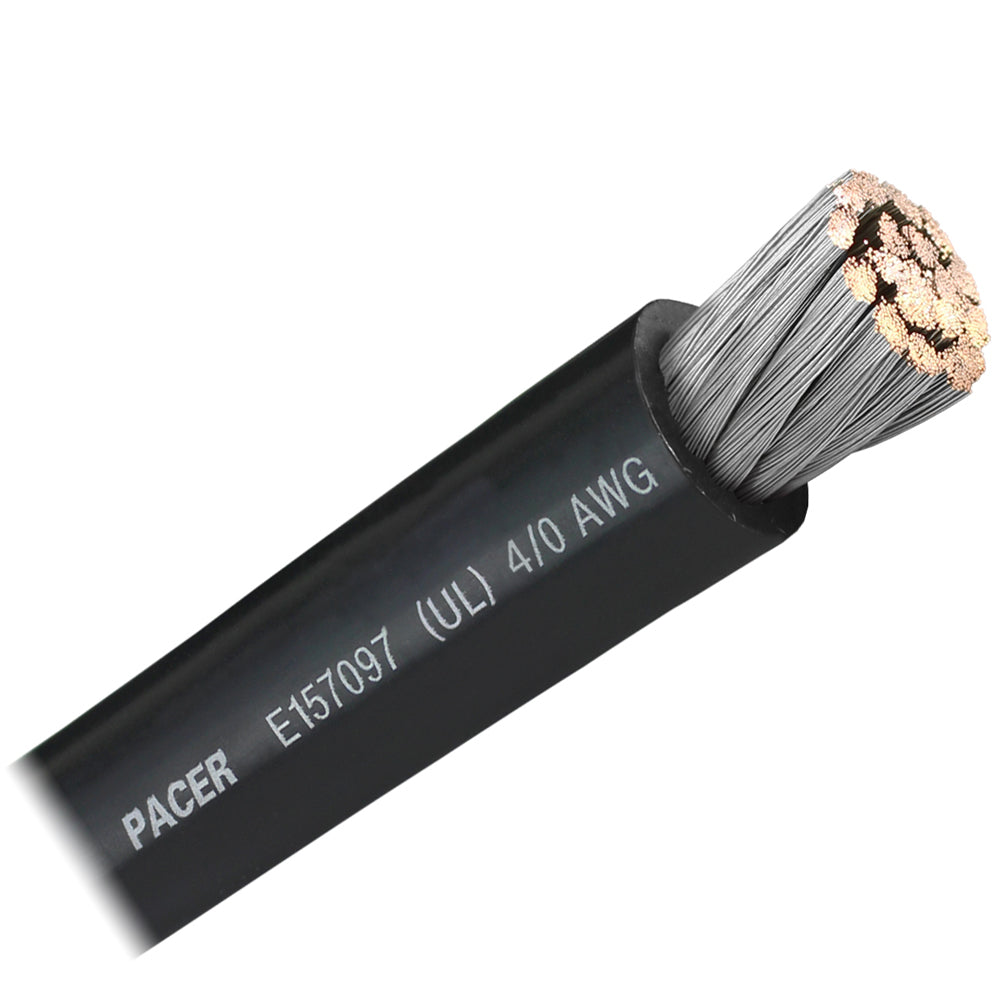 Pacer Black 4/0 AWG Marine Battery Cable - Sold by The Foot