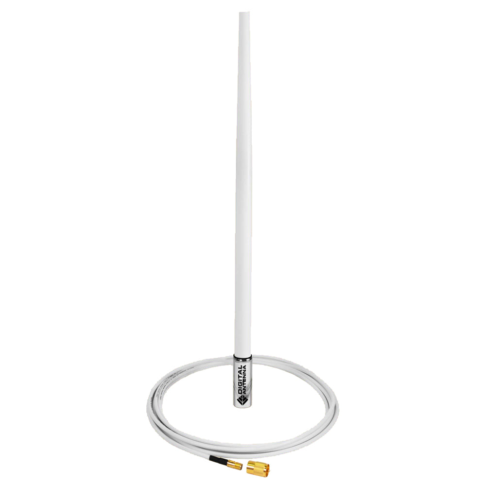 Digital Antenna 4' VHF/AIS White Antenna with 15' Cable – High Gain Marine Communication Antenna