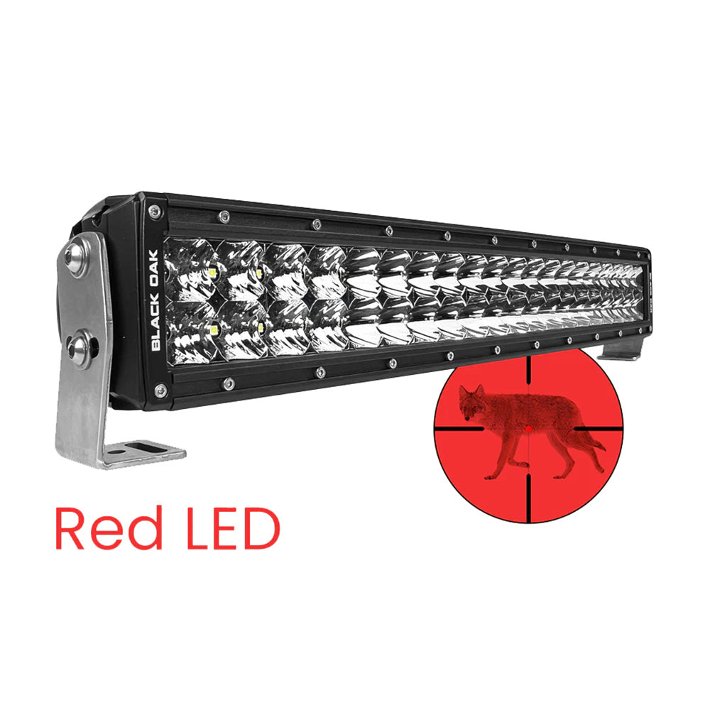 Black Oak LED 20-Inch Curved Double Row Red LED Predator Hunting Light Bar - Pro Series 3.0