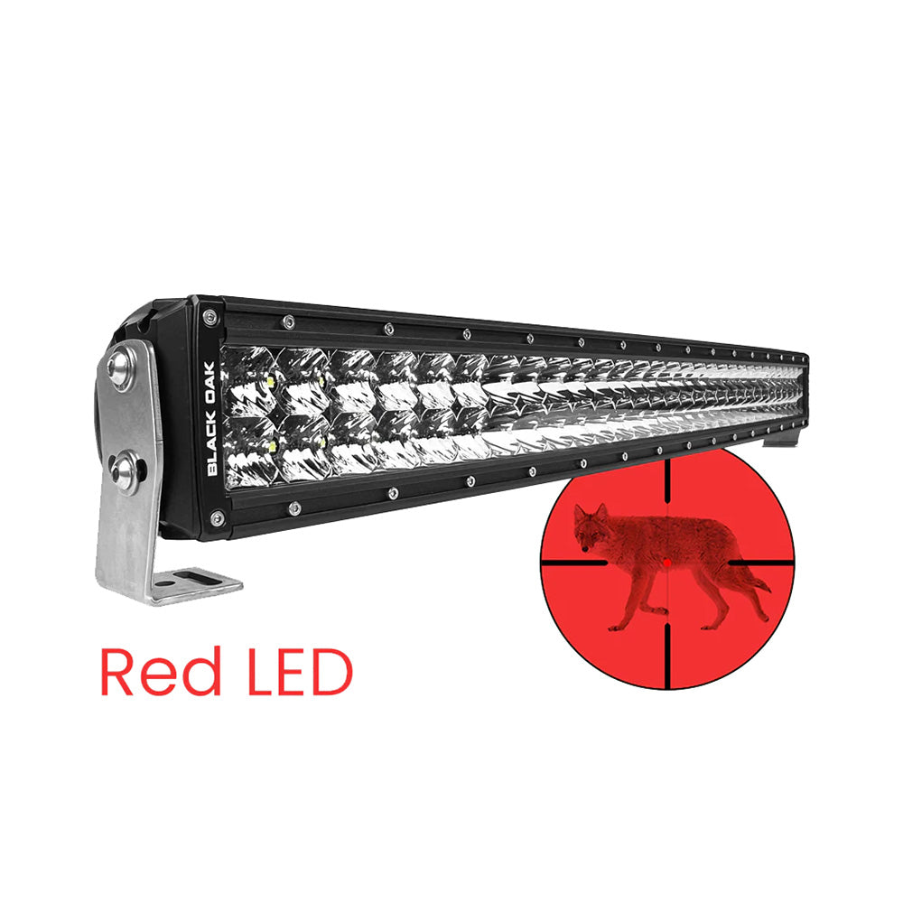 Black Oak LED 30 Inch Curved Double Row Red LED Predator Hunting Light Bar - Pro Series 3.0 with Combo Optics