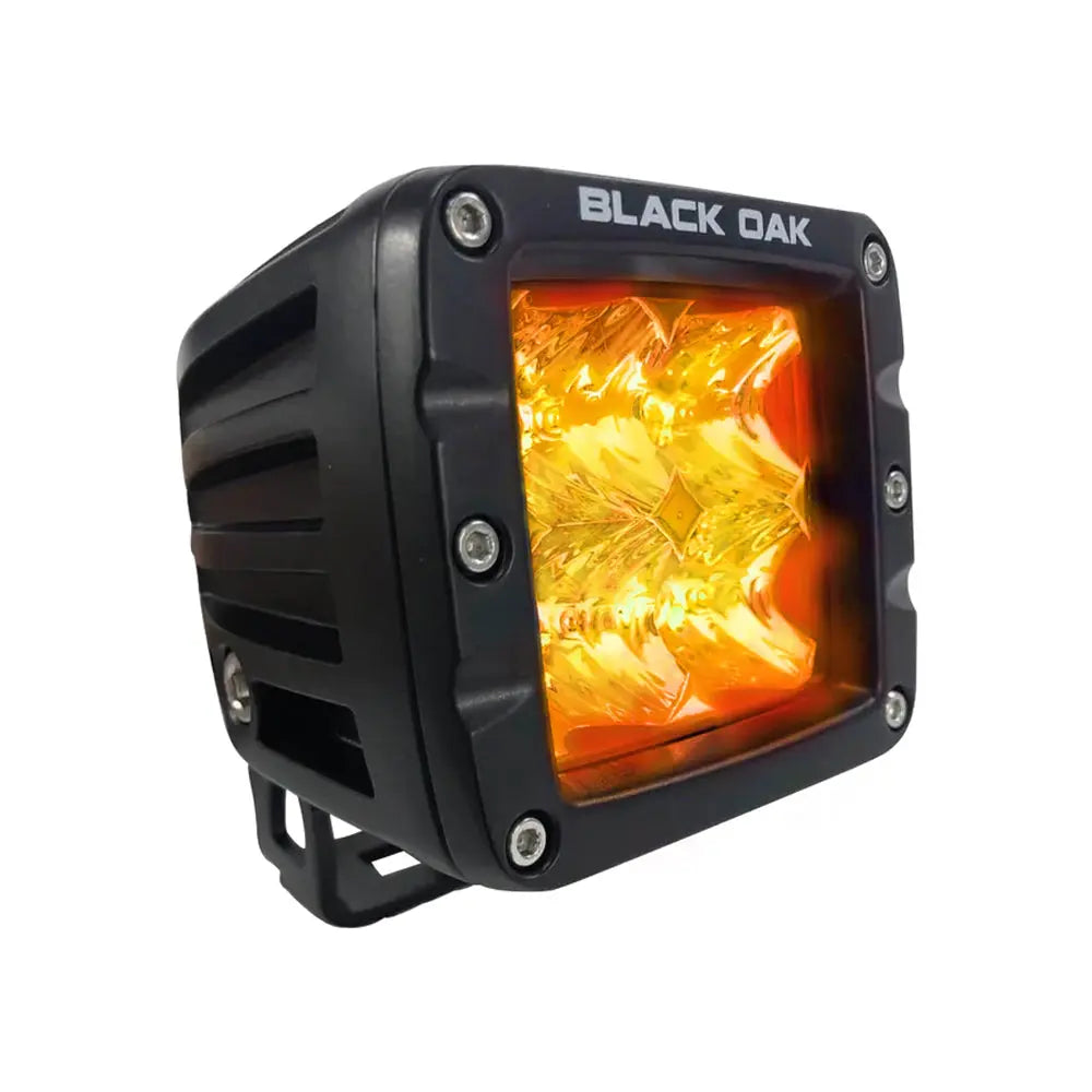 Black Oak LED 2-Inch Amber LED Pod Light with Flood Optics - Pro Series 3.0