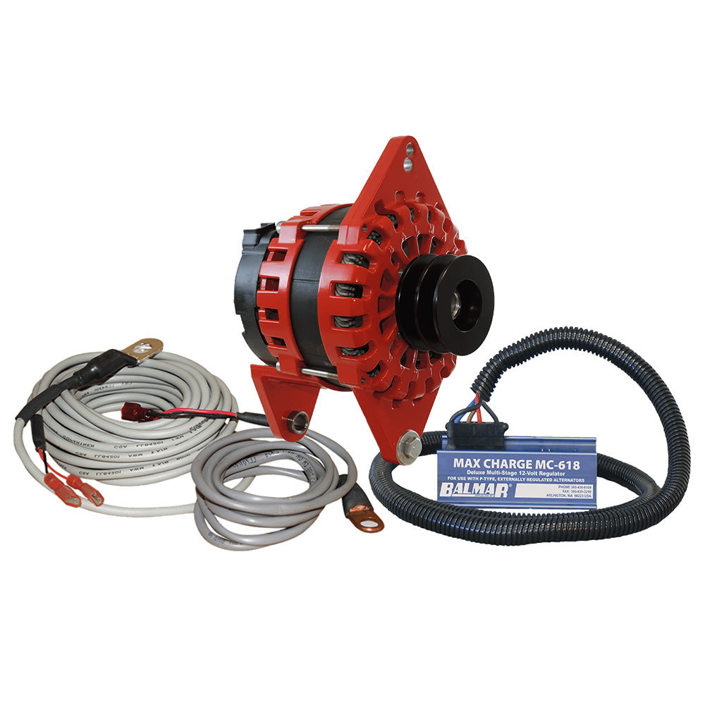 Balmar Alternator 250 AMP Kit 12V with 4-inch Dual Foot Saddle Dual Vee Pulley and Regulator