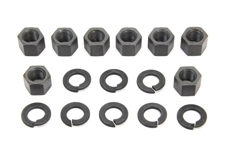 Colony Replica Parkerized Cylinder Base Nut Kit for Harley Davidson EL & FL Models by Colony