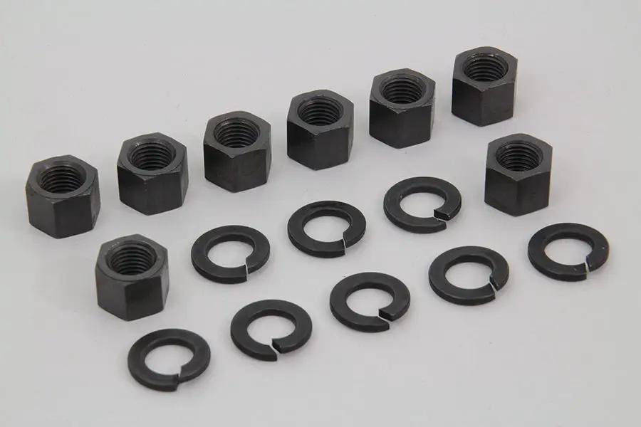 Colony Replica Parkerized Cylinder Base Nut Kit for Harley Davidson EL & FL Models by Colony