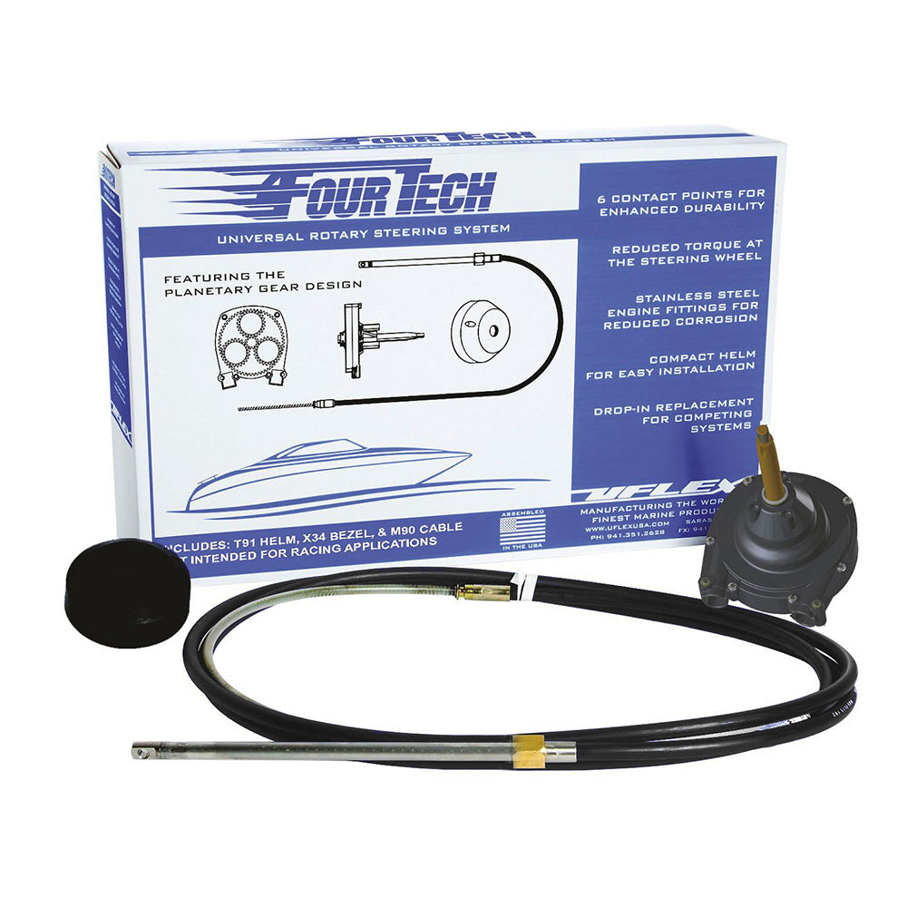 Uflex USA Fourtech 20' Black Mach Rotary Steering System with Helm, Bezel & Cable