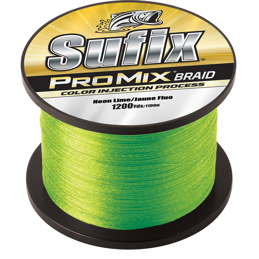Sufix ProMix Braid 40lb Neon Lime 1200 Yards - Premium Saltwater and Freshwater Braid Line