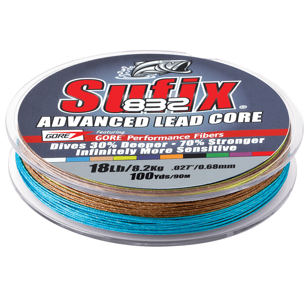 Sufix 832 Advanced Lead Core Fishing Line - 18lb, 10-Color Metered, 100 Yards