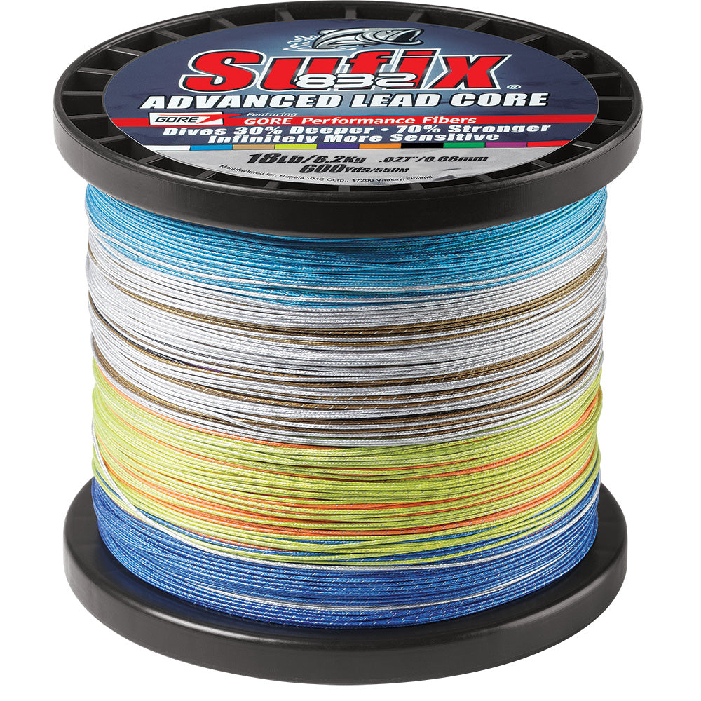 Sufix 832 Advanced Lead Core Line - 18lb - 10-Color Metered - 600 Yards